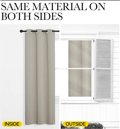 NICETOWN Kitchen Curtains for Decoration, Thermal Insulated Grommet Room Darkening Draperies/Panels for Laundry (Natural, 2 Panels, W42 x L48 inches)