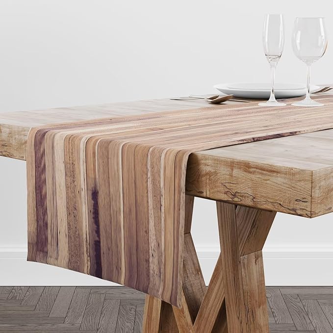 Wooden Table Runner Farmhouse Rustic Country Wood Plank Kitchen Dinner Runner - Image 2