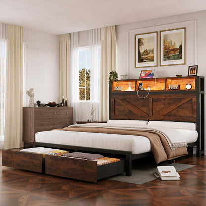incyneva farmhouse full bed frame with bookcase storage showing dimensions