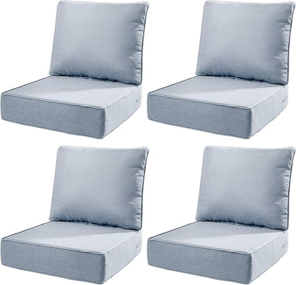 6" Thick Outdoor Cushions 22x24x6, 4-Set Deep Seat Patio Cushions by Pugire