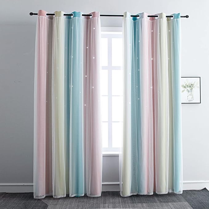FANLI Ombre Rainbow Blackout Curtains by FANLI
