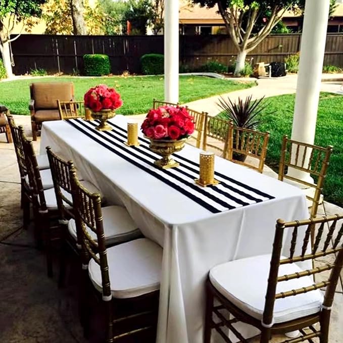 10 Pack Striped Table Runner Polyester Table Decor Classic Black and White - Image 6