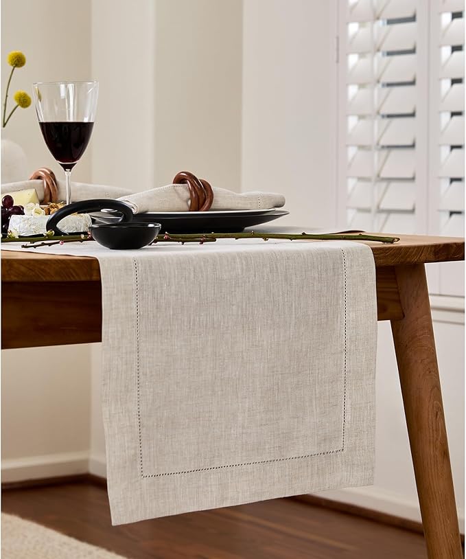 Solino Home Linen Light Natural Table Runner 60 Inches - Image 2