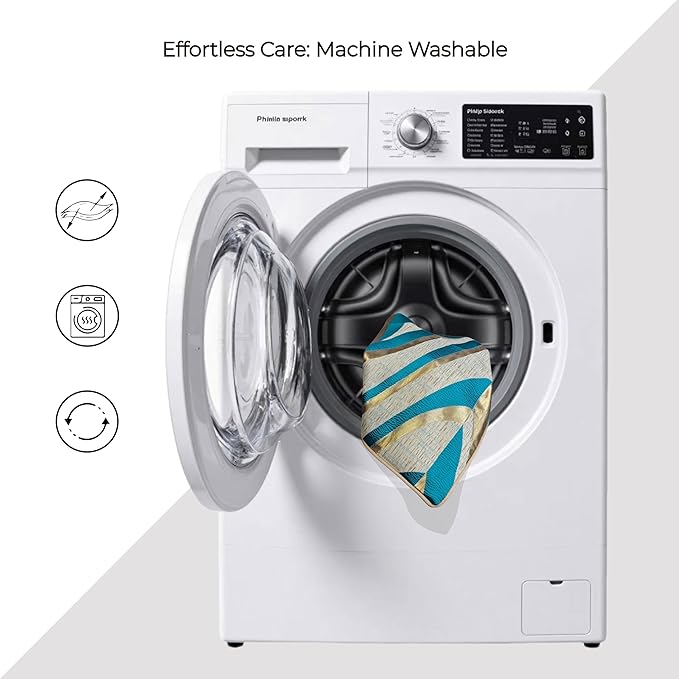 THE-TINOART Turquoise Jacquard V Striped Jacquard Throw Pillow Cover 12x20 Inch - Image 5