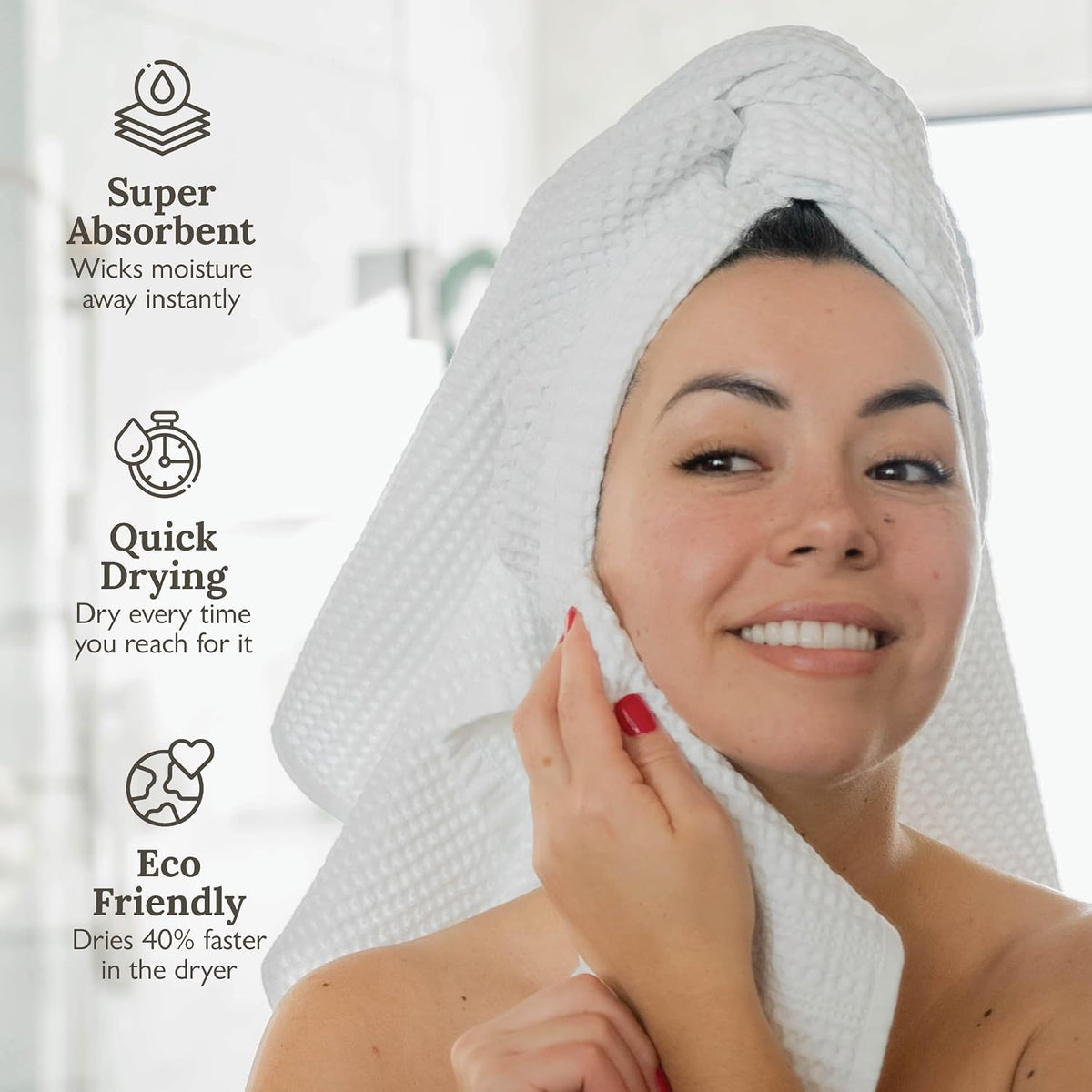 gilden tree waffle towels for bathroom, 100% cotton, side view