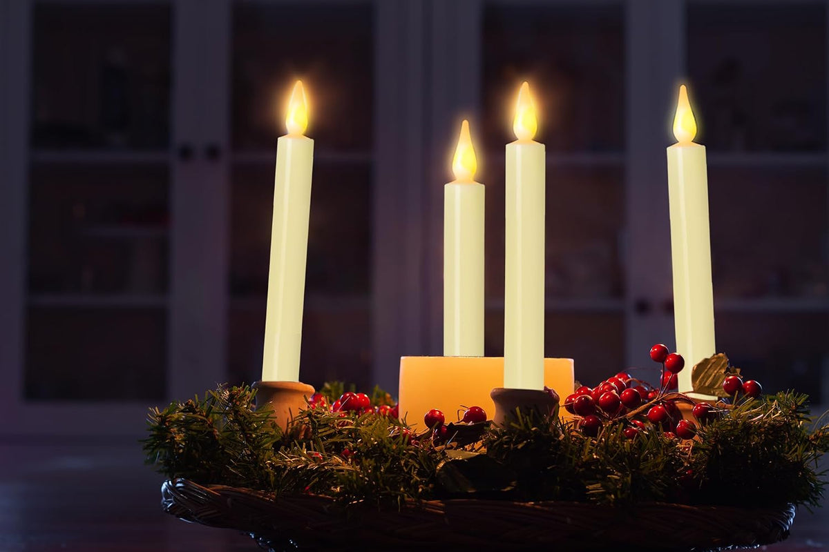 Window Candles Flickering Battery Operated with Remote and Timer, 9 Pack Electric Flameless Taper Candles with Magnetic Base for Christmas Halloween Dinner Wedding Party Decoration