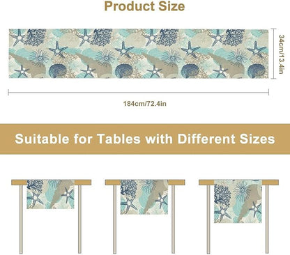 Marine Life Table Runner, Sea Underwater World Ocean Creature Table Runner - Image 7