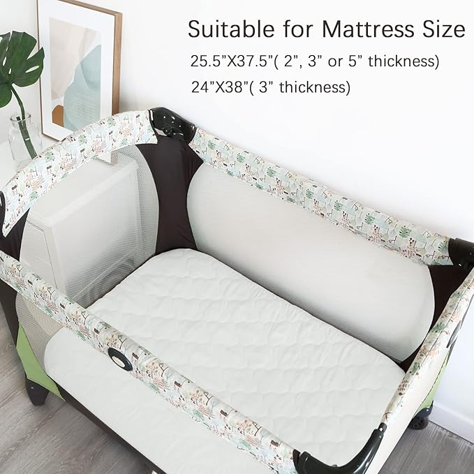 Biloban Pack n Play Sheets and Waterproof Mattress Protector, Breathable - Image 2