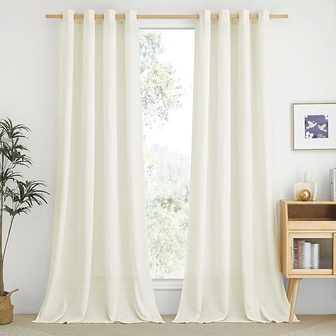 NICETOWN Thick Linen Bedroom Curtains 90 inches Long, Grommet Privacy Assured by NICETOWN