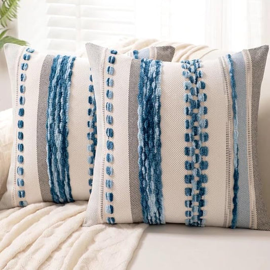 Boho Throw Pillow Covers 18x18 Set of 2 Farmhouse Decorative Cushion Case by Unknown