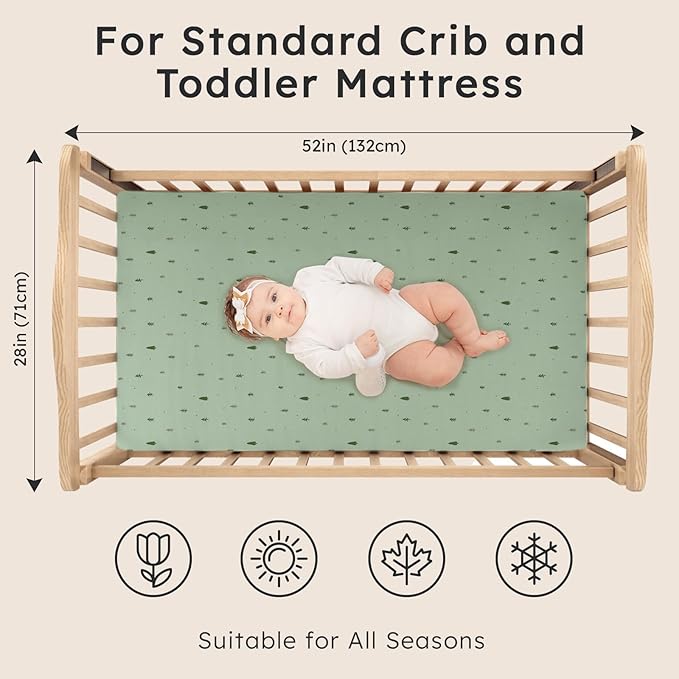 Baby Crib Sheets for Boys Girls Neutral, 2 Pack Crib Mattress Sheet for - Image 6