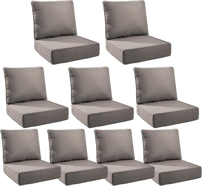 6" Thick Outdoor Cushions 24x24x6, 9-Set Deep Seat Patio Cushions by Pugire