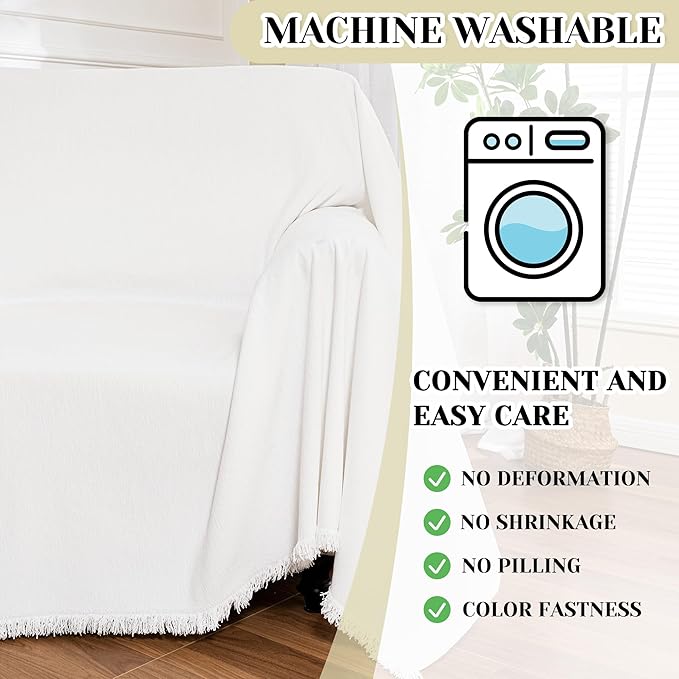 MEETSKY Oversized Chair Covers White Couch Cover Washable Armchair Slipcover - Image 3