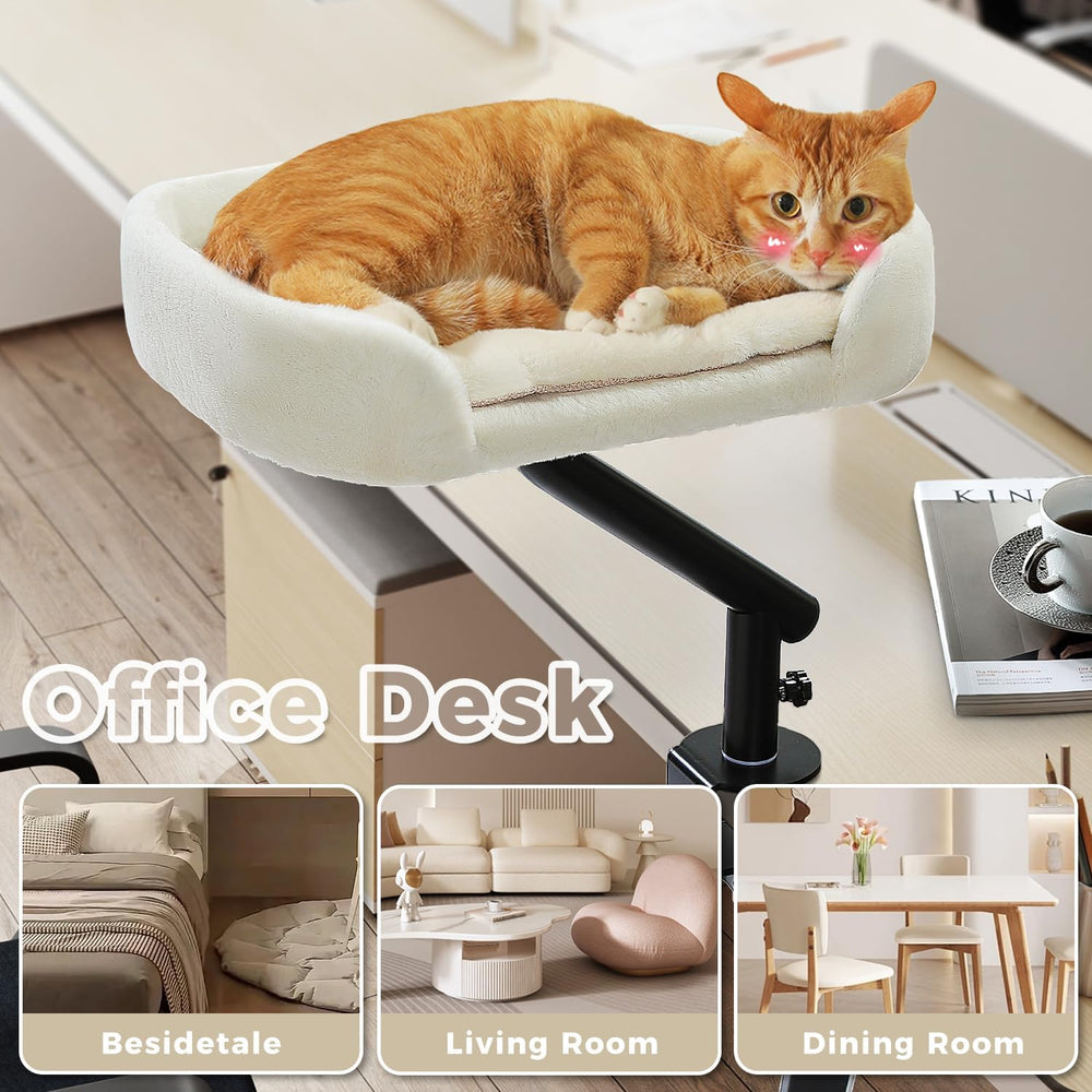 PAWZ Road Cat Desk Bed 360°Rotating Supports to 50 Lbs Cozy Nest for Desk
