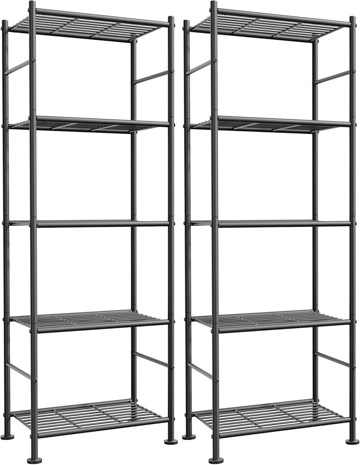 sakugi 2-pack 5-tier metal storage shelves, 18.4"x12.6"x57.4", black, main product view