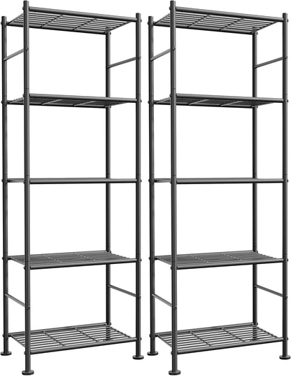 sakugi 2-pack 5-tier metal storage shelves, 18.4"x12.6"x57.4", black, main product view