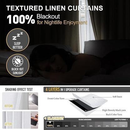 IVAPUPU Linen Pinch Pleated Blackout Curtains - Image 2