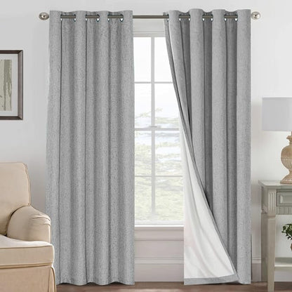 H.VERSAILTEX Linen Blackout Curtains 108 Inches Long 100% Blackout Thermal by HVERSAILTEX