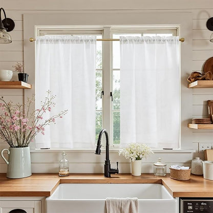 jinchan Kitchen Curtains Linen Tier Curtains 36 Inch Farmhouse Cafe Drapes by JINCHAN