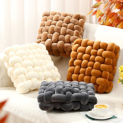 Wenqik 4 Pcs Square Knot Pillows Knotted Plush Soft Throws Accent Pillows by Wenqik