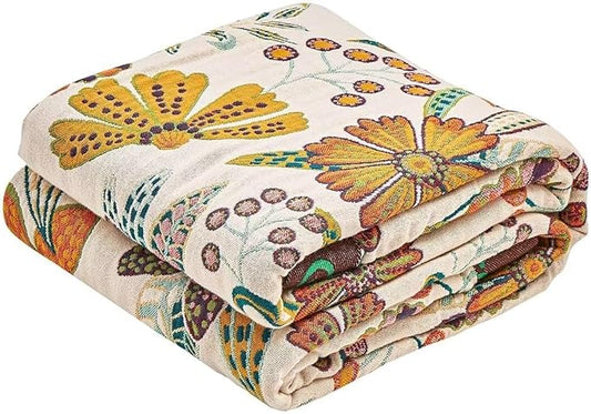 Boho Throw Blanket, 100% Cotton Ultra Soft Luxury Throw Rustic Quilt, All by XIBLC