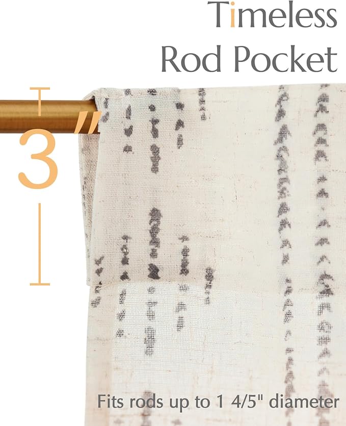 jinchan Boho Kitchen Curtains Linen Cafe Tier Curtains 45 Inch Bohemian - Image 4