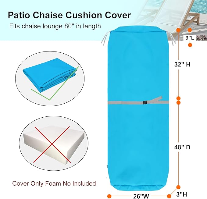 NettyPro Outdoor Patio Lounge Chair Cushion Covers - Image 4