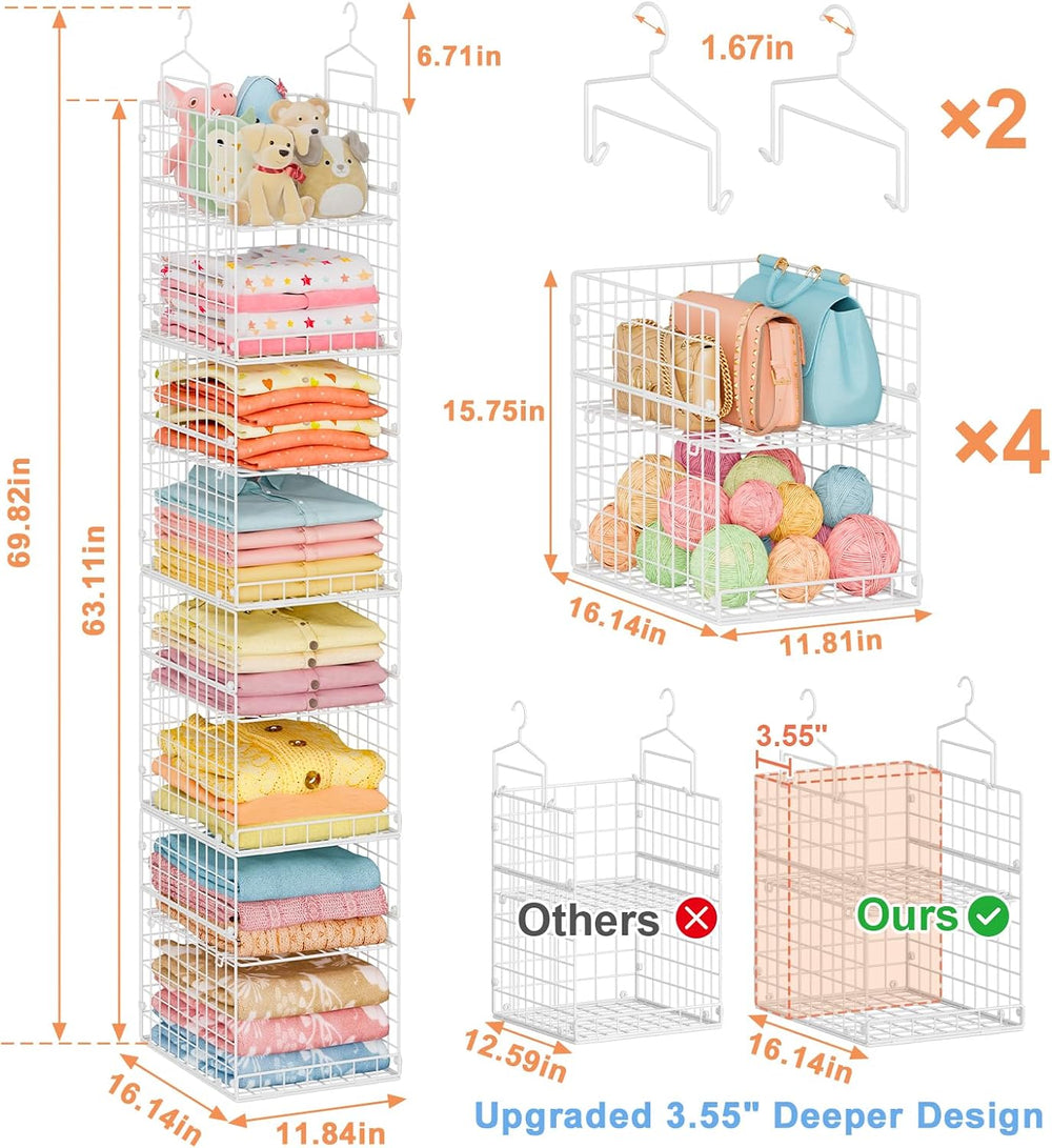 8-Tier Extended Depth Hanging Closet Organizers and Storage for Closet System...