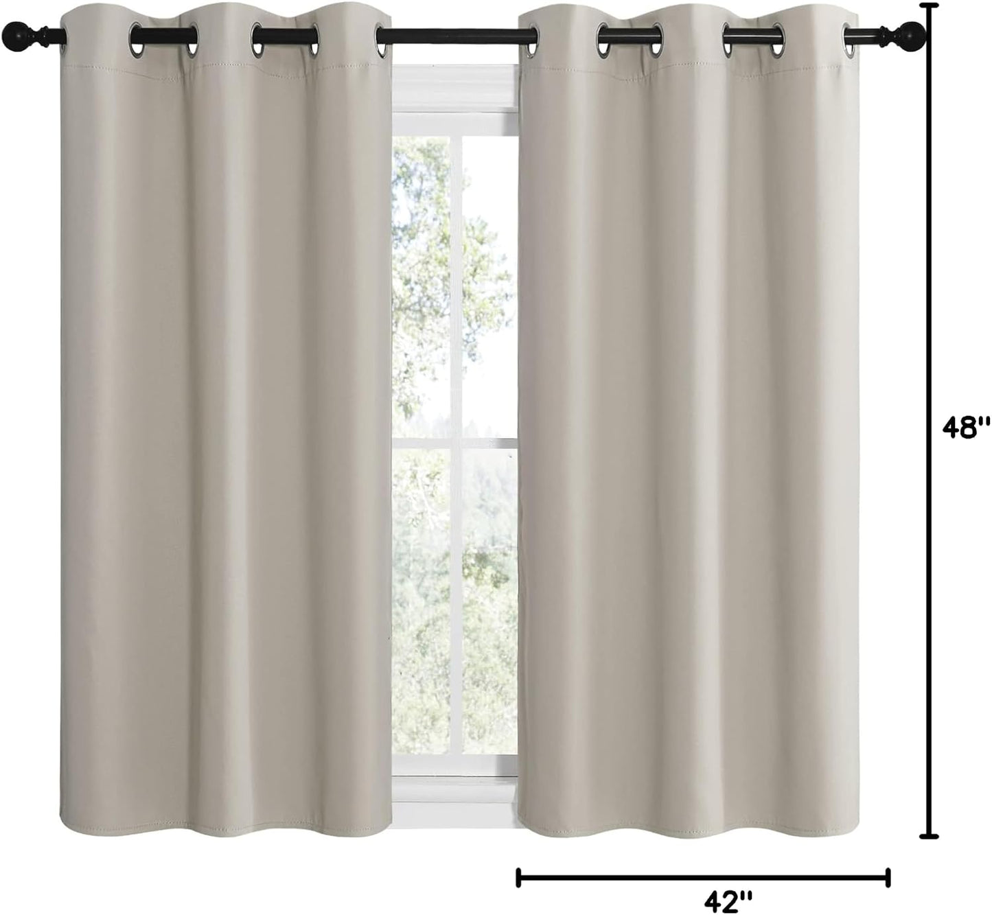 NICETOWN Kitchen Curtains for Decoration, Thermal Insulated Grommet Room Darkening Draperies/Panels for Laundry (Natural, 2 Panels, W42 x L48 inches)