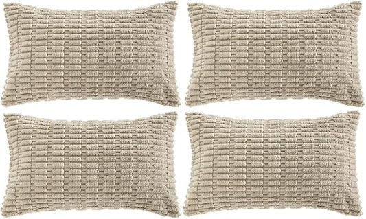Fancy Homi 4 Packs Taupe Decorative Throw Pillow Covers 12x24 Inch by Fancy+Homi