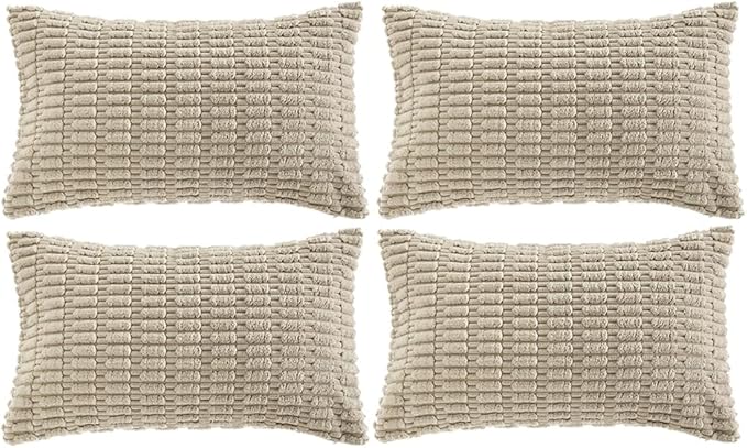 Fancy Homi 4 Packs Taupe Decorative Throw Pillow Covers 12x20 Inch by Fancy+Homi