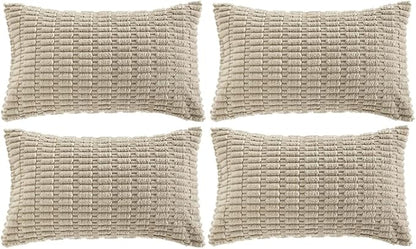 Fancy Homi 4 Packs Taupe Decorative Throw Pillow Covers 12x20 Inch by Fancy+Homi