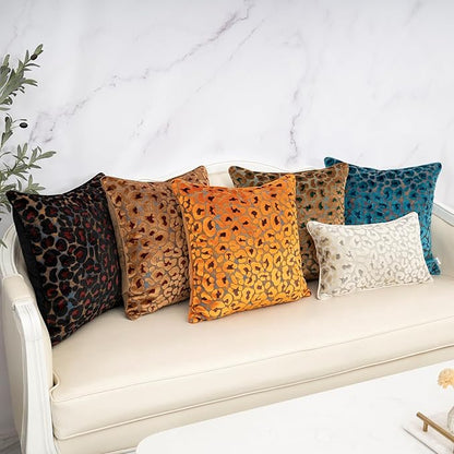 Alerfa Orange Floral Throw Pillow Cover 18 x 18 Inch Cut Velvet Sqaure Luxury - Image 8