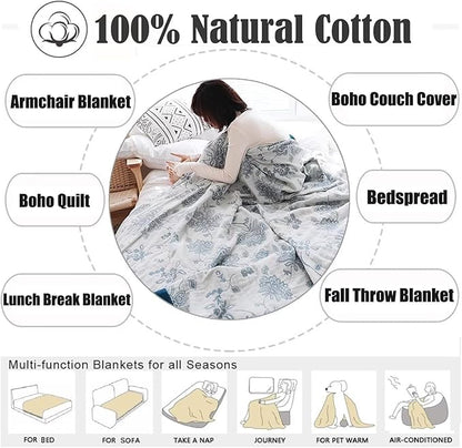 MSGKV Boho Throw Blanket for Couch Sofa Bed Decor, 100% Cotton Blankets Warm - Image 6