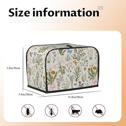 Vintage Flower Wild Herb Floral 2 Slice Toaster Cover, Waterproof Toaster Dust - Image 6