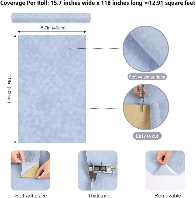 Light Blue Self Adhesive Velvet Flocking Liner - Image 8