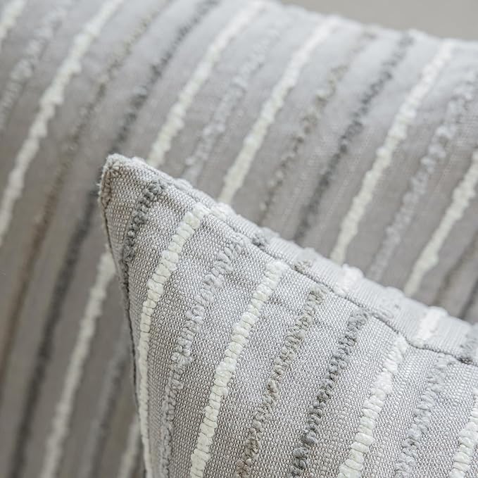 Set of 2 Striped Boho Multicolor Candlewick Throw Pillow Covers - Image 4