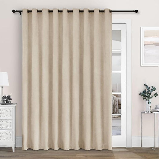 Macochico Extra Wide 100% Blackout Chenille Curtains 100" Wx102 L Thermal by Macochico