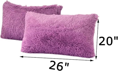 MorroMorn Decorative Pillows Covers, 2 Packs Faux Fur Pillow Cases Standard Size - Image 2