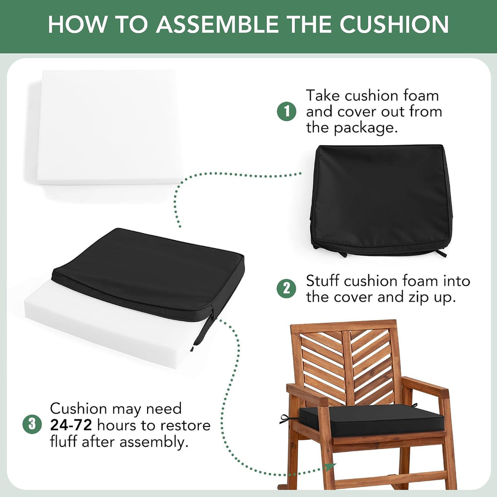 Outdoor Chair Cushions Set of 4: Waterproof & Fade Resistant Seat Cushion...