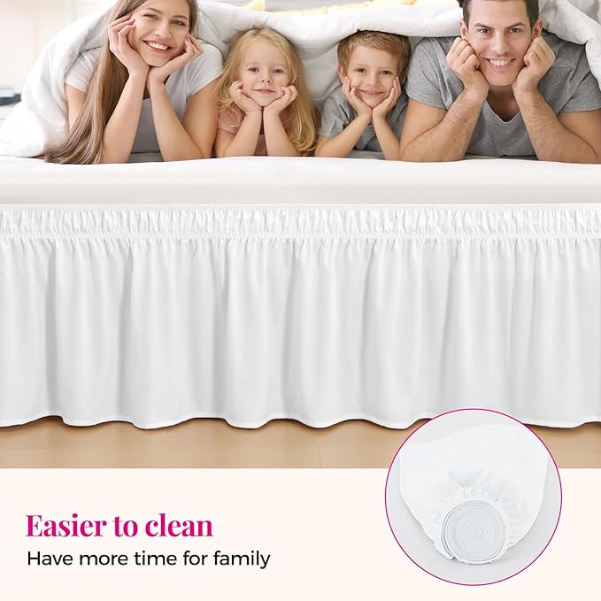 RIMELA Bed Skirt Queen Size Moon White 15 Inch Drop, Wrap Around Elastic - Image 8