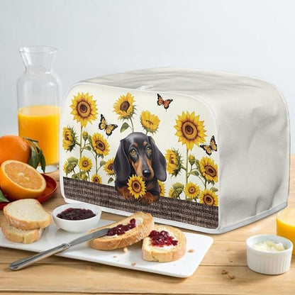 Sunflower Butterfly Printed 2 Slice Kitchen Machine Covers, Dachshund Print - Image 5