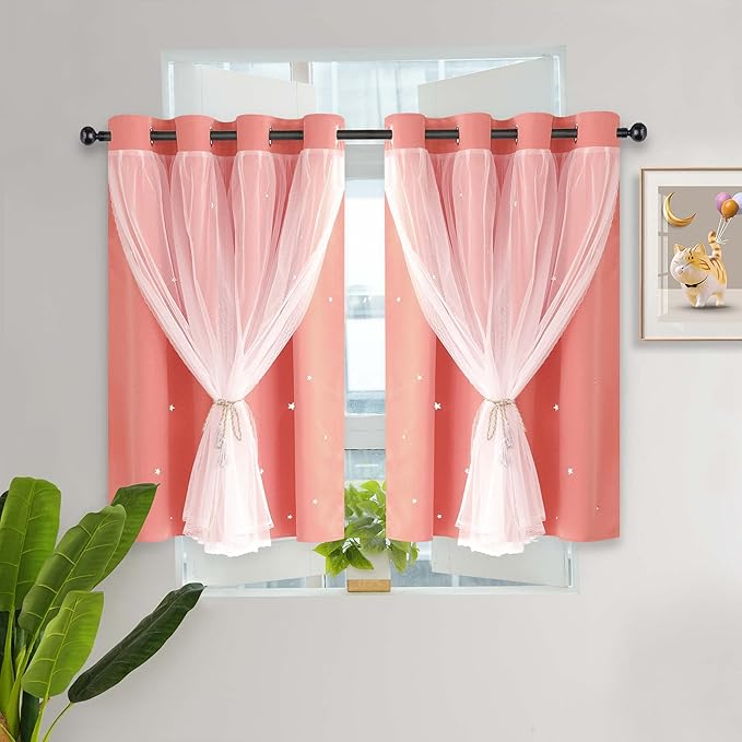 Kinryb Princess Small Curtains for Girls Bedroom by Kinryb