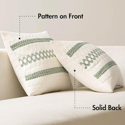 MIULEE Set of 2 Sage Green Boho Decorative Pillow Covers 16x16 Inch Farmhouse - Image 6