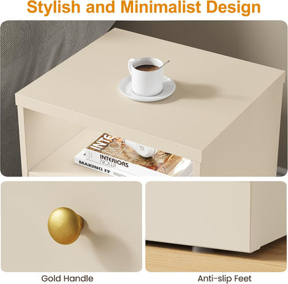 royalcraft beige nightstand with storage shelf and door on a desk or shelf