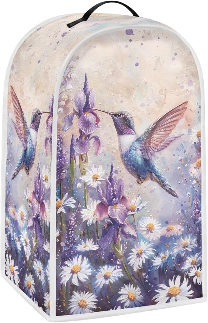 Talayituse Hummingbird Daisy Lavender Print Blender Dust Cover, Fingerprint - Image 2