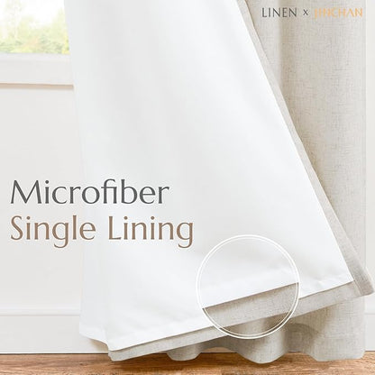 jinchan Beige Lined Linen Blend Curtain - Image 2