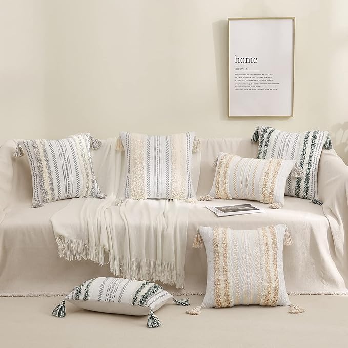 decorUhome Decorative Boho Throw Pillow Cover 18x18, Accent Neutral Textured - Image 9
