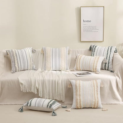 decorUhome Decorative Boho Throw Pillow Cover 18x18, Accent Neutral Textured - Image 9