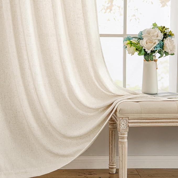 MIULEE Non-See-Through Privacy Linen Curtains 2 Panels, Light Filtering Window - Image 9